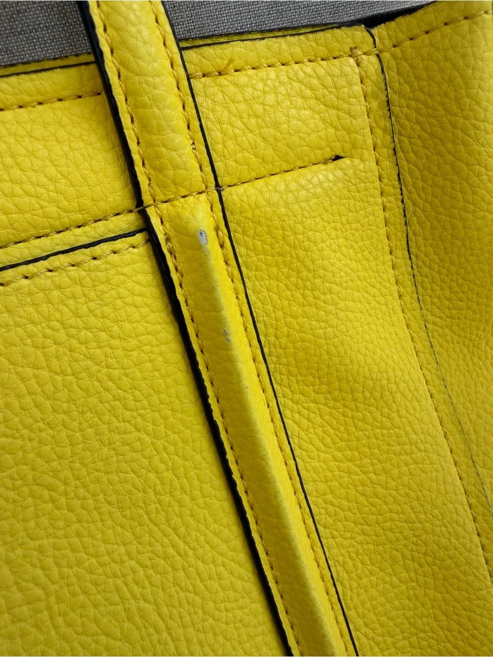DKNY Small Yellow Pebbled Leather Tote with Removable Strap. Good condition - Picture 11 of 16